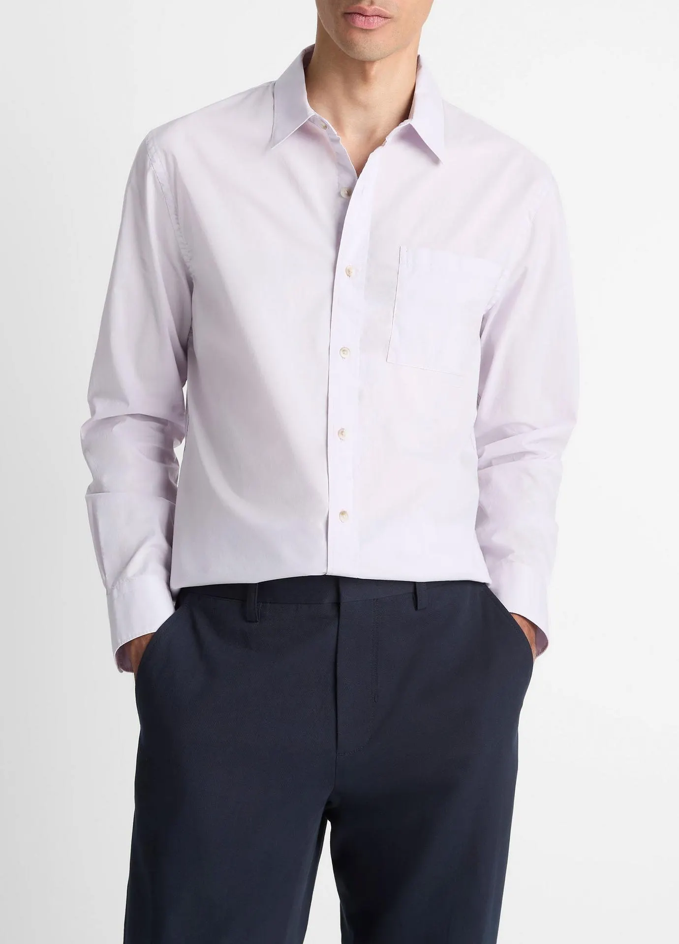 Cotton Poplin Button-Front Shirt