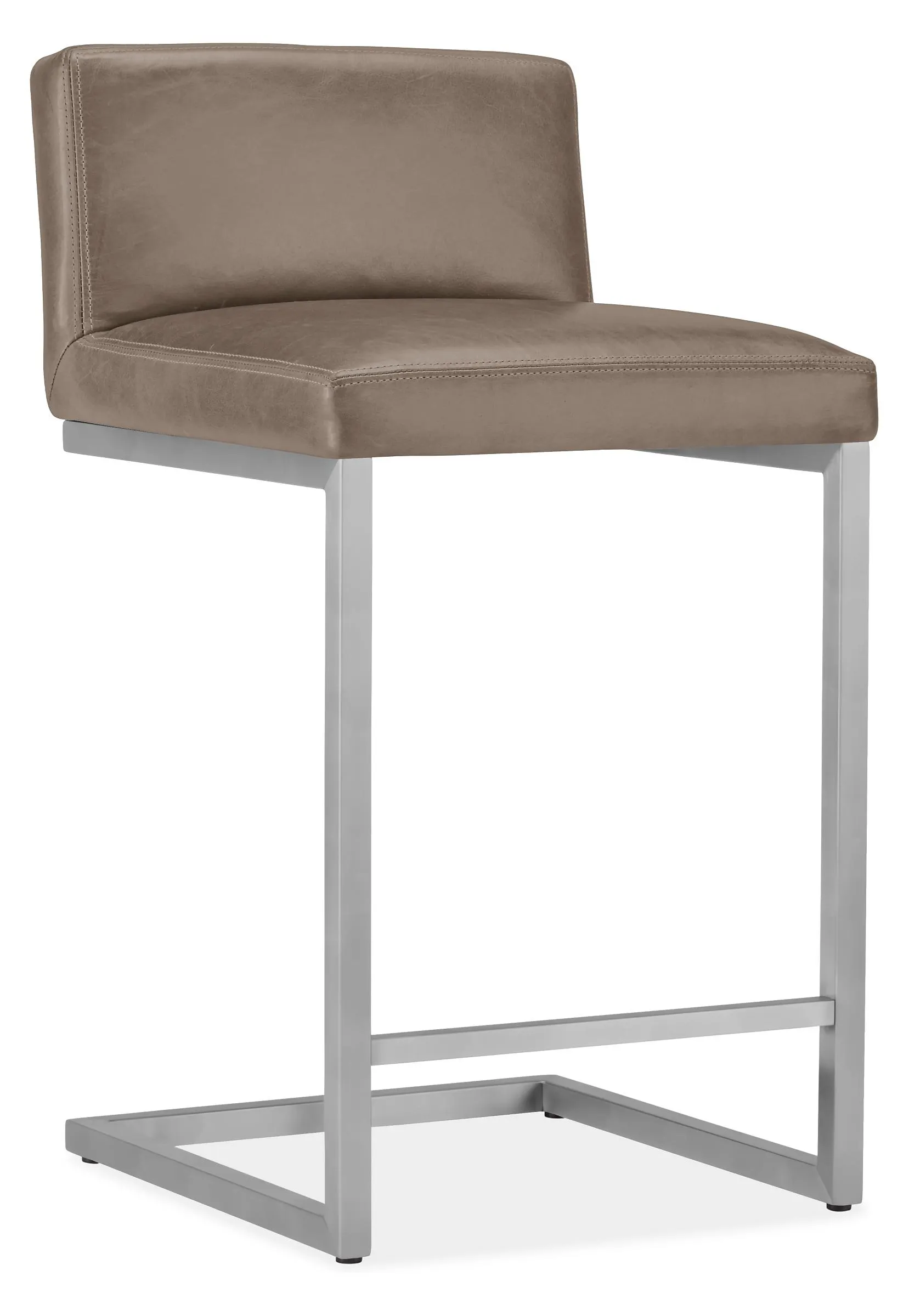 Lira Counter Stool in Lecco Pewter Leather with Stainless Steel Frame