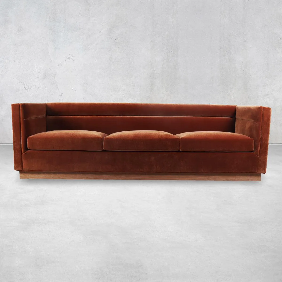 Amalfi Sofa in Velvet and Walnut Base