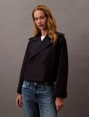 Cotton Blend Short Trench Coat