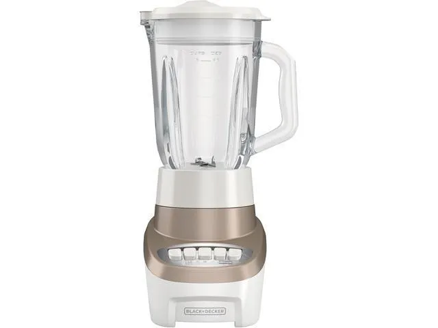 Black & Decker PowerCrush Multi-Function Gold Blender - 700 W - 4 Speed Setting(s) - 6 Cup - 120 V AC - Glass, Rubber - White, Gold