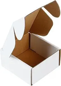 RUSPEPA Recyclable Corrugated Box Mailers - Cardboard Box Perfect for Shipping Small - 4" x 4" x 2" - 50 Pack - Oyster White