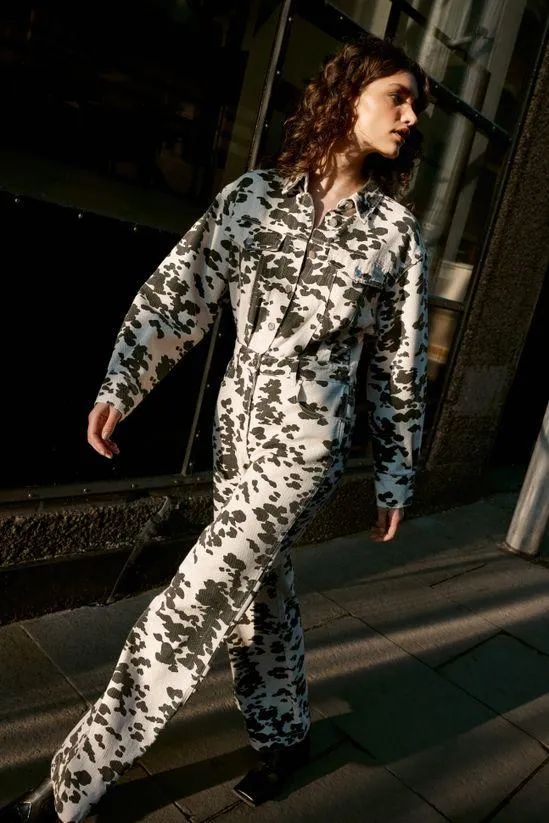 Denim Dalmatian Print Jumpsuit