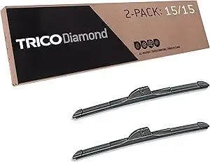 TRICO Diamond 15" + 15" Premium Automotive Replacement Windshield Wiper Blades (Set of 2), Passenger and Driver Side All-Weather Beam Wiper Blades for Select Vehicle Models