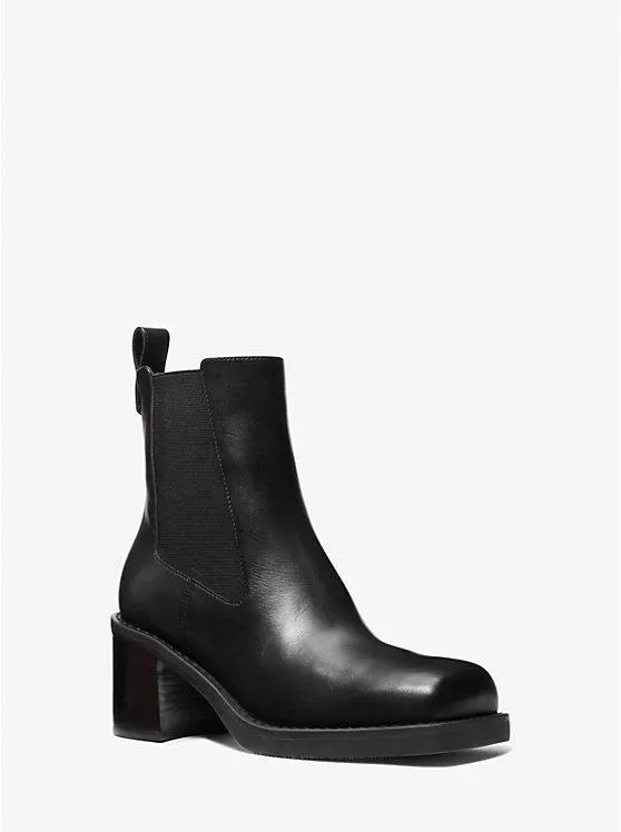 Houston Leather Block Heel Ankle Boot