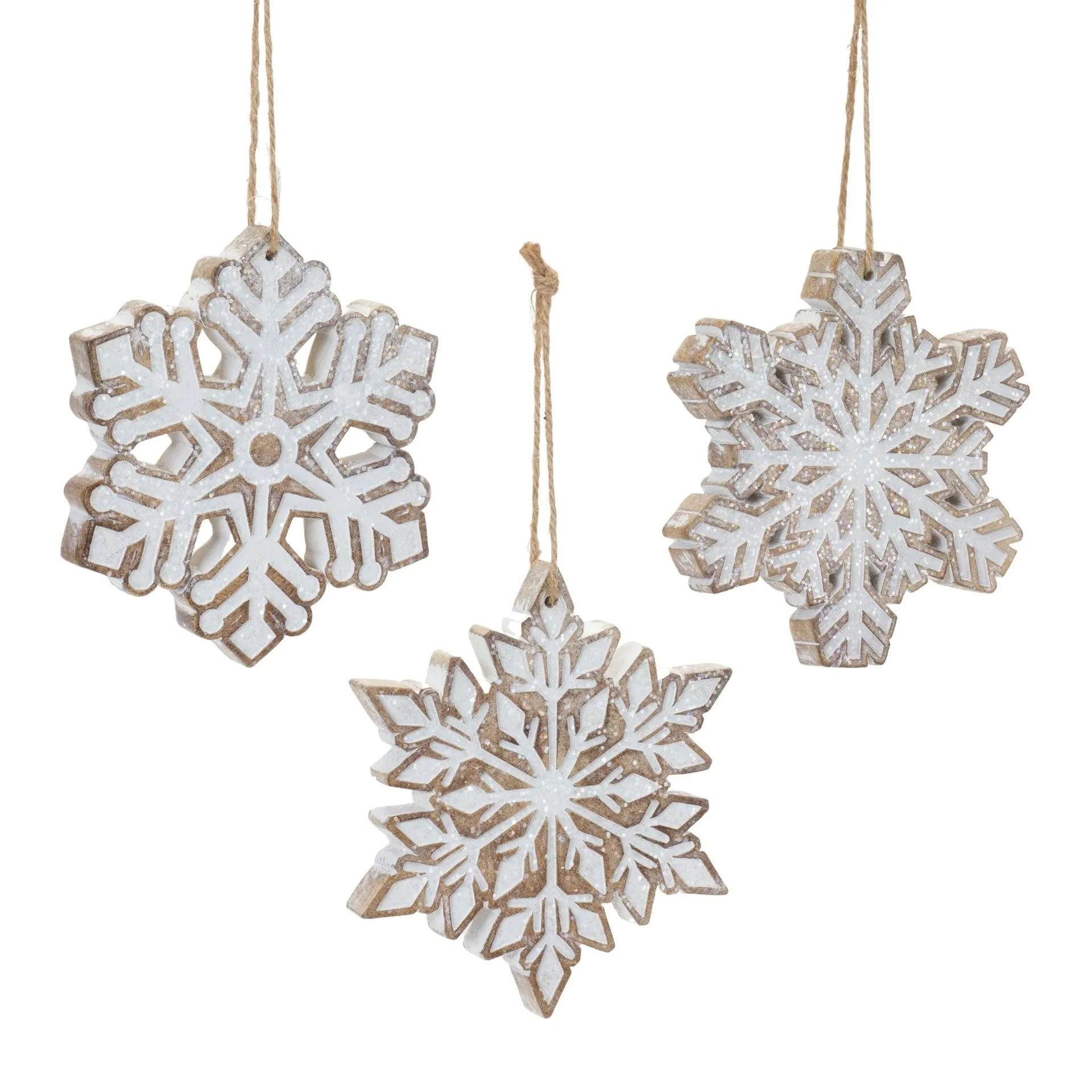 Glittered Snowflake Ornament, Set of 3