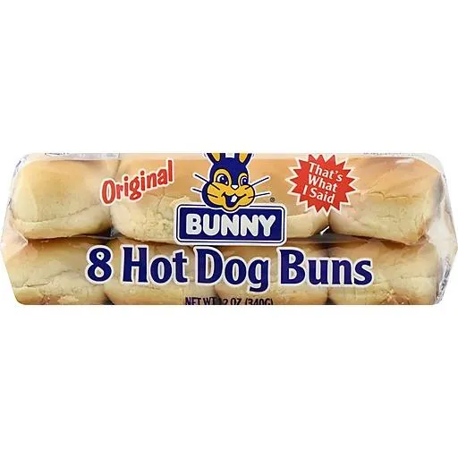 Bunny Hot Dog Buns, Original 8 Ea