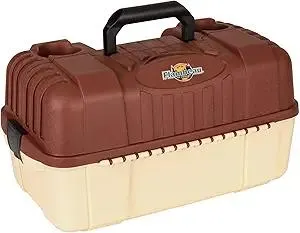 Flambeau Outdoors 2059 Hip Roof 7-Tray Fishing Tackle Box - Large Portable All-Weather Fishing Lure Organizer, 61 Compartments, Maroon/Tan