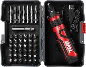 SKIL Rechargeable 4V Cordless Screwdriver with Circuit Sensor Technology Includes 45pcs Bit Set, USB Charging Cable, Carrying Case - SD561204