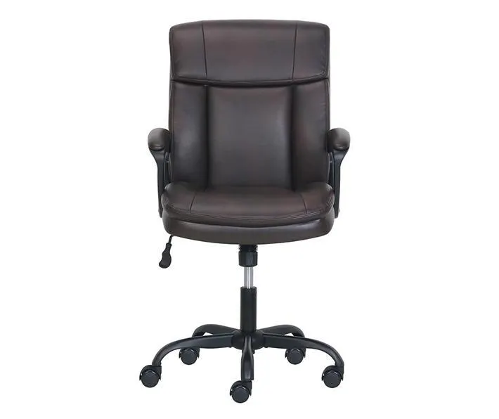 Brown Faux Leather Adjustable Swivel Office Chair