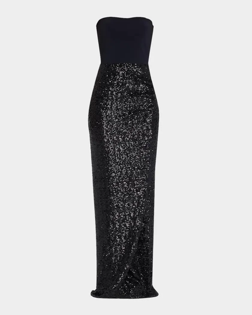Baloc Strapless Sequin Column Gown
