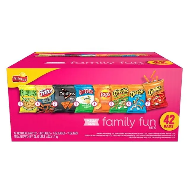 Frito Lay Family Fun Mix Chips Variety Pack, Mega Size, 42 Count