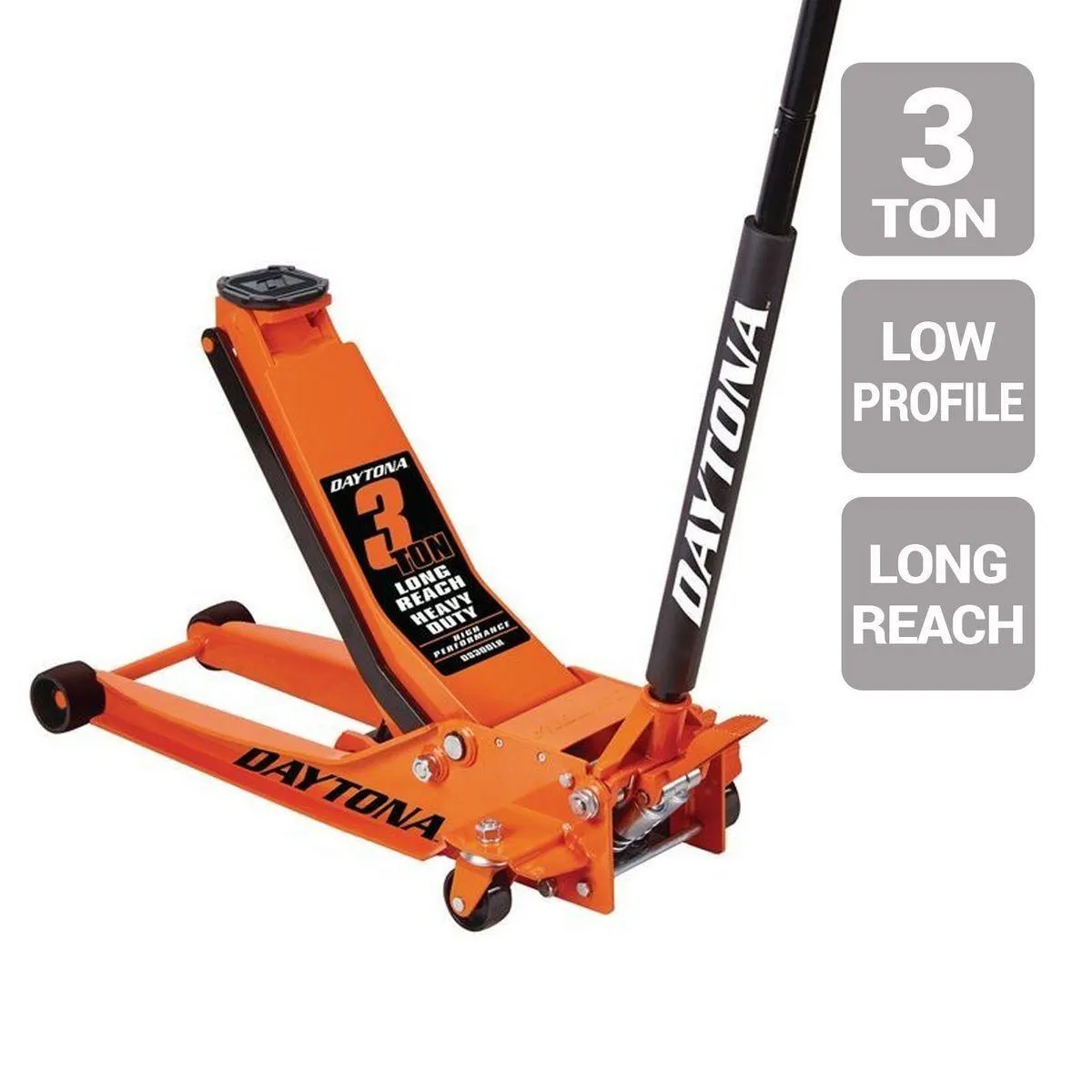 3 Ton Long-Reach Low-Profile Professional Floor Jack with RAPID PUMP, Orange