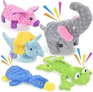 No Stuffing Dog Toys for Aggressive Chewers, Squeaky Dog Toys for Large Medium and Small Dogs, Puppy Dog Chew Toys Pack of 5