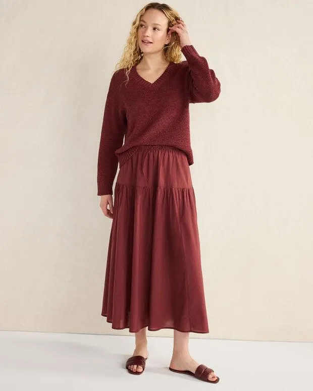 Organic Cotton Flat Tape V-Neck Sweater