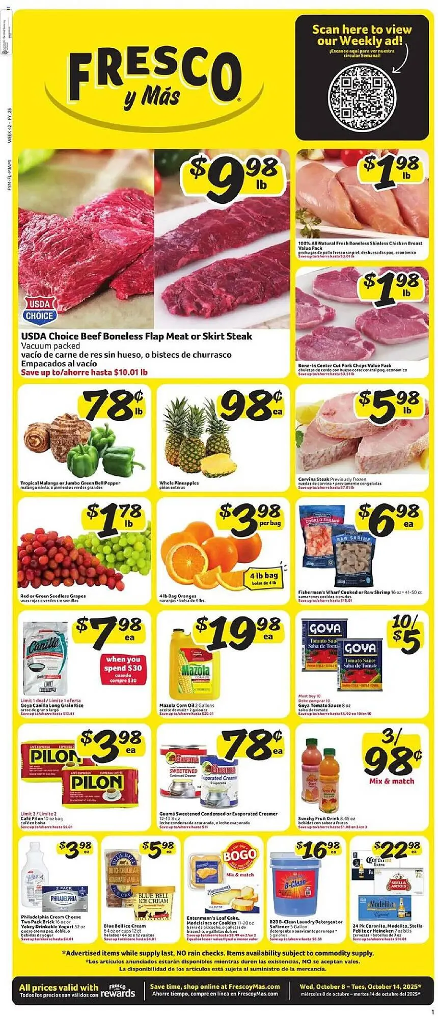 Weekly ad Fresco y Más weekly ad from October 8 to October 15 2025 - Page 1