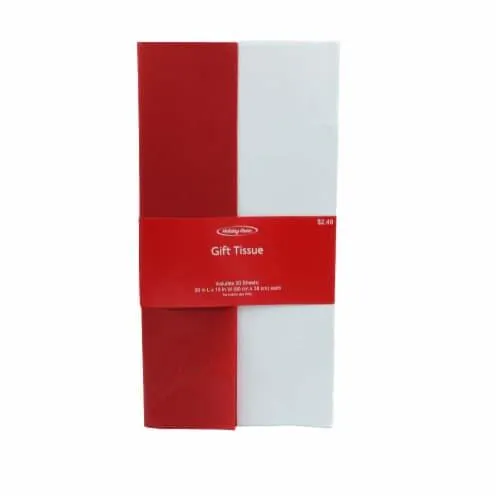 Holiday Home Solid Red / White Gift Tissue