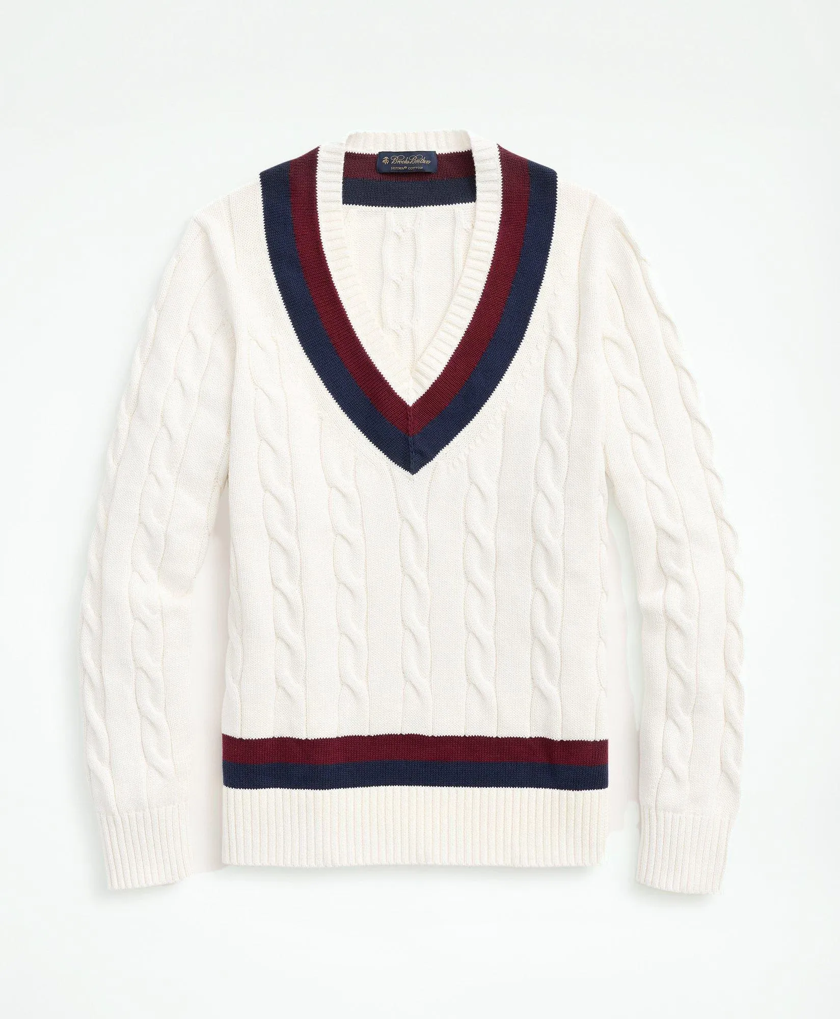 Vintage-Inspired Tennis V-Neck Sweater in Supima