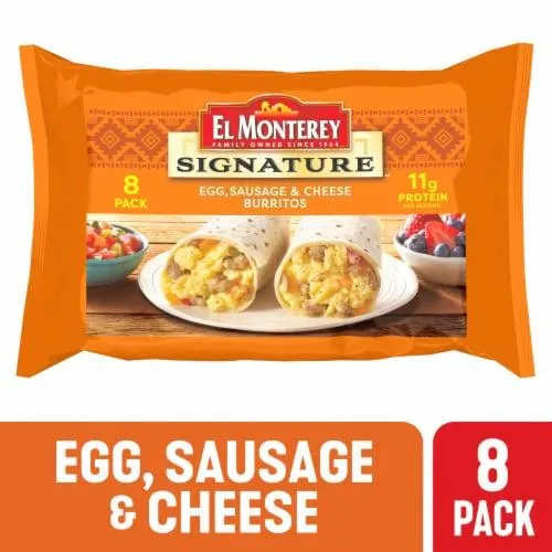 El Monterey® Signature Egg Sausage & Cheese Frozen Breakfast Burritos