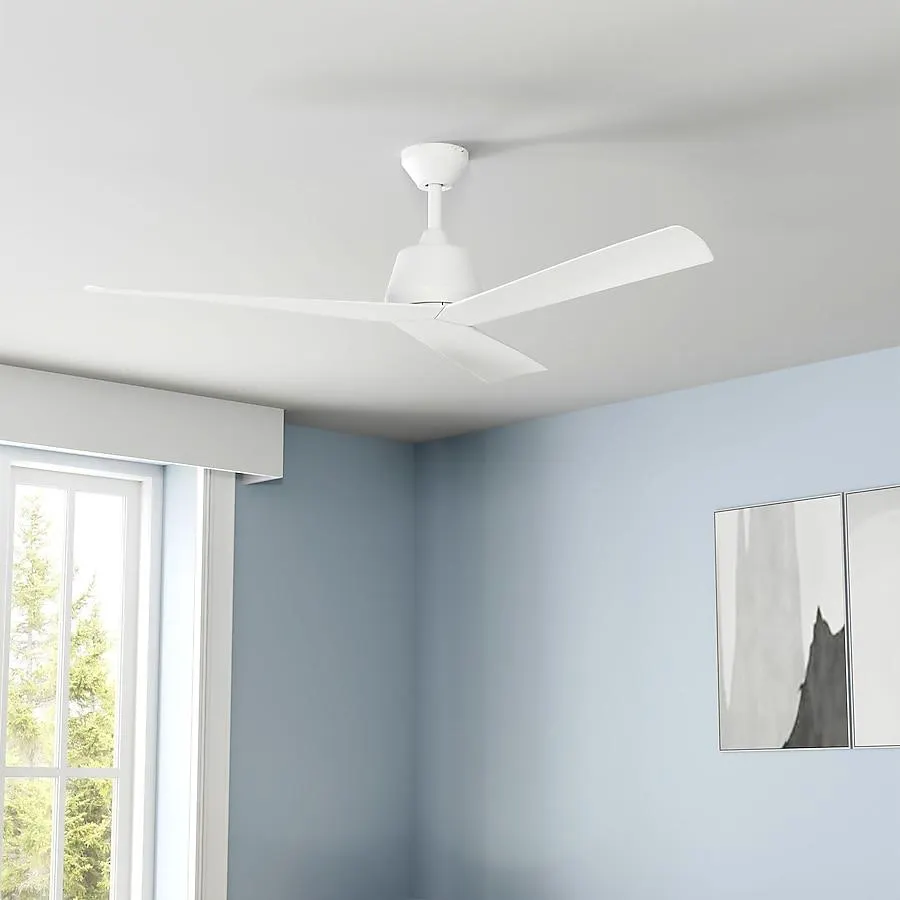 Harbor Breeze Stokes II Easy Install 52-Inches Matte White with Matte White Blades Indoor/Outdoor Downrod or flush mount Propeller Ceiling Fan and Remote ( 3 -Blade)