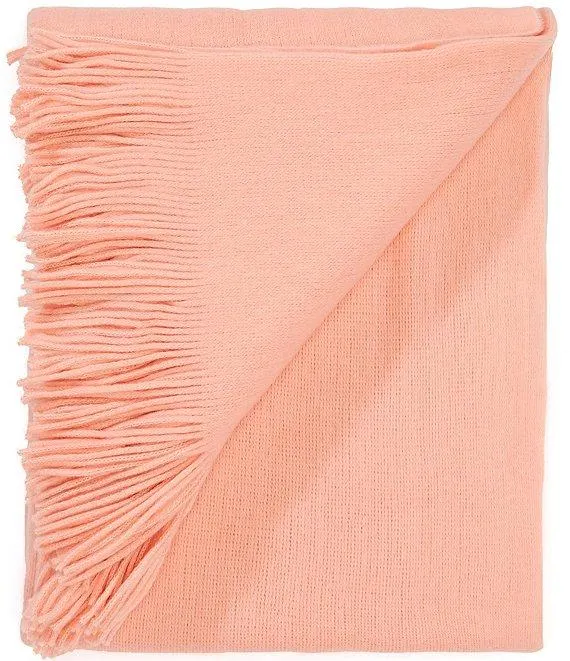 Ashford Brushed Knit Fringed Acrylic Throw Blanket