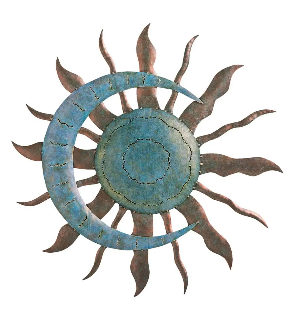 Verdigris Sun And Moon Wall Art