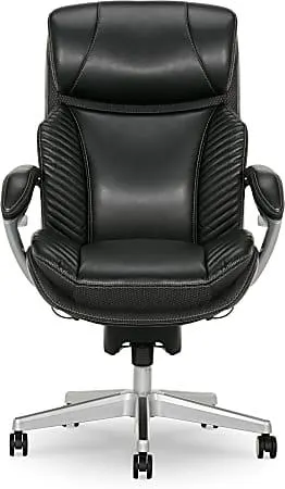 Serta® iComfort i6000 Big & Tall Ergonomic Bonded Leather High-Back Executive Office Chair, Black/Silver