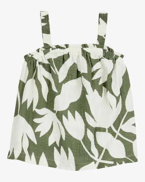 Baby Tropical Floral Sleeveless Tank - Green