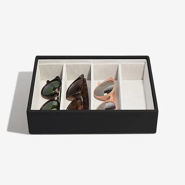 Stackers Classic 4-Section Glasses Organizer Tray Black