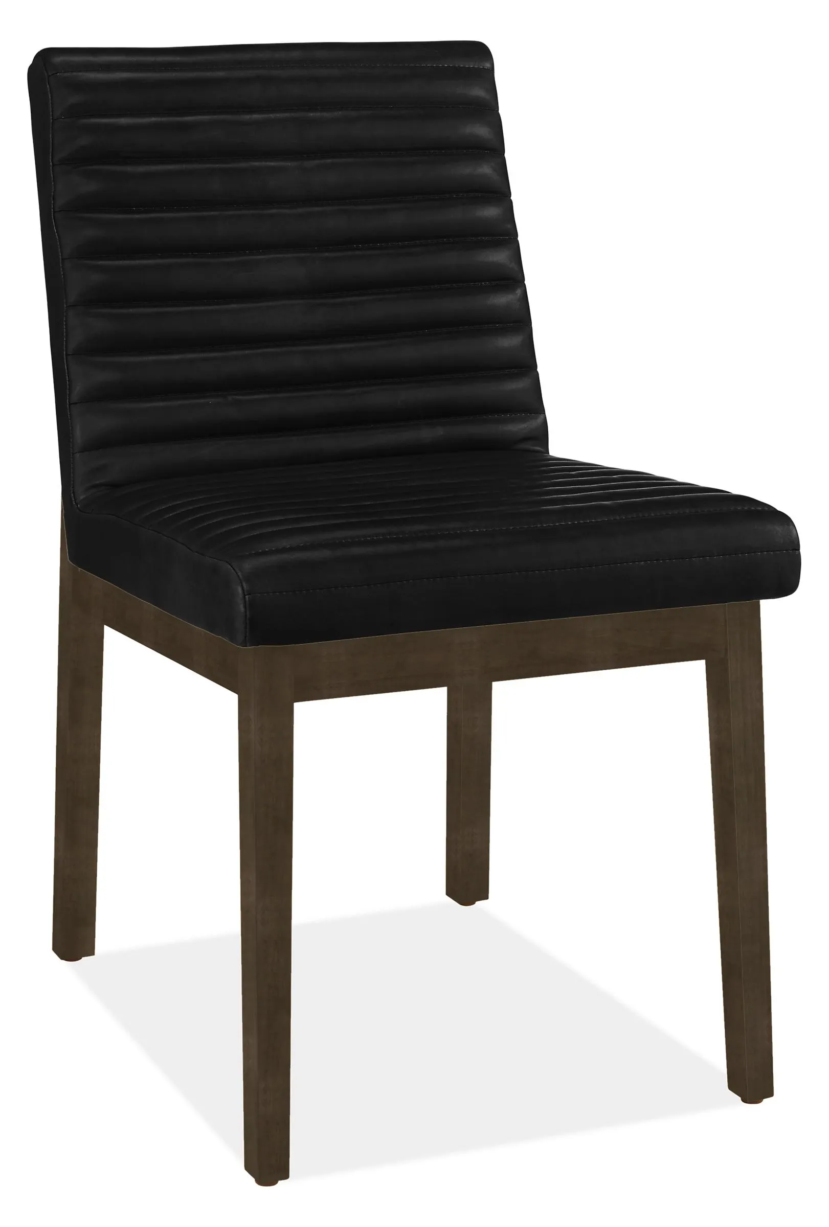 Olsen Side Chair in Urbino Black Leather with Charcoal Frame