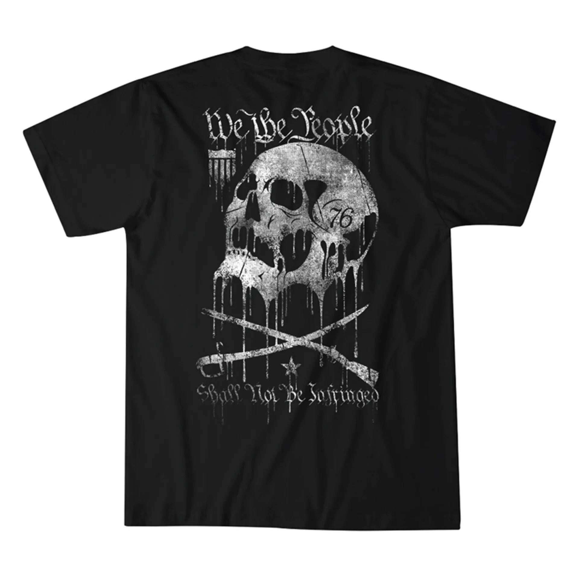 Howitzer Men's Black Patriot Dripping Skull Graphic Short Sleeve Shirt