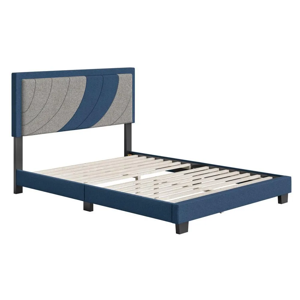 Enya King Platform Bed - Blue & Gray