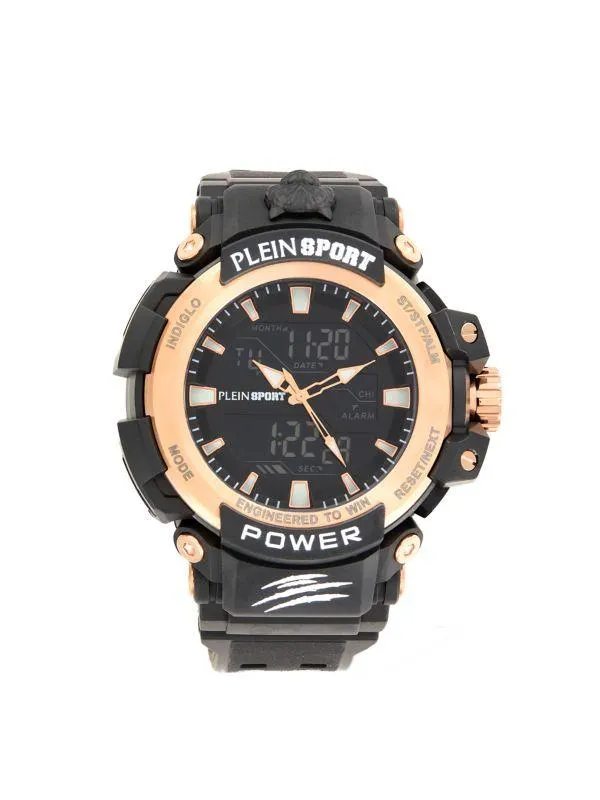 Combat Stainless Steel & Silicone Digital & Analog Watch/50MM