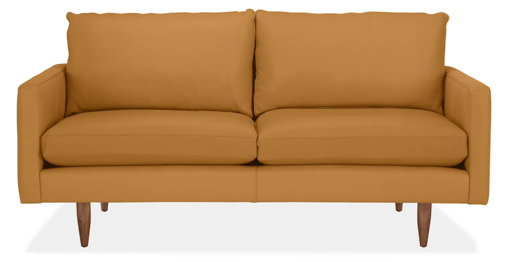 Jasper 60" Loveseat in Cyrus Camel Leather w/Walnut Legs