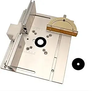 Aluminium Router Table Insert Plate,Woodworking Benches Router Flip Plate with Miter Gauge Guide Aluminium Fence Sliding Brackets,Multifunctional Trimming Engraving Table(silver),051