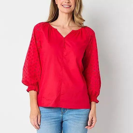 St. John's Bay Womens V Neck Blouse