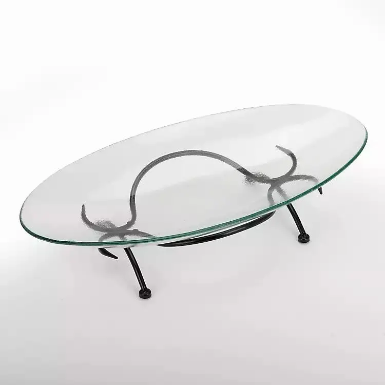 Oval Glass Bowl with Twig Base