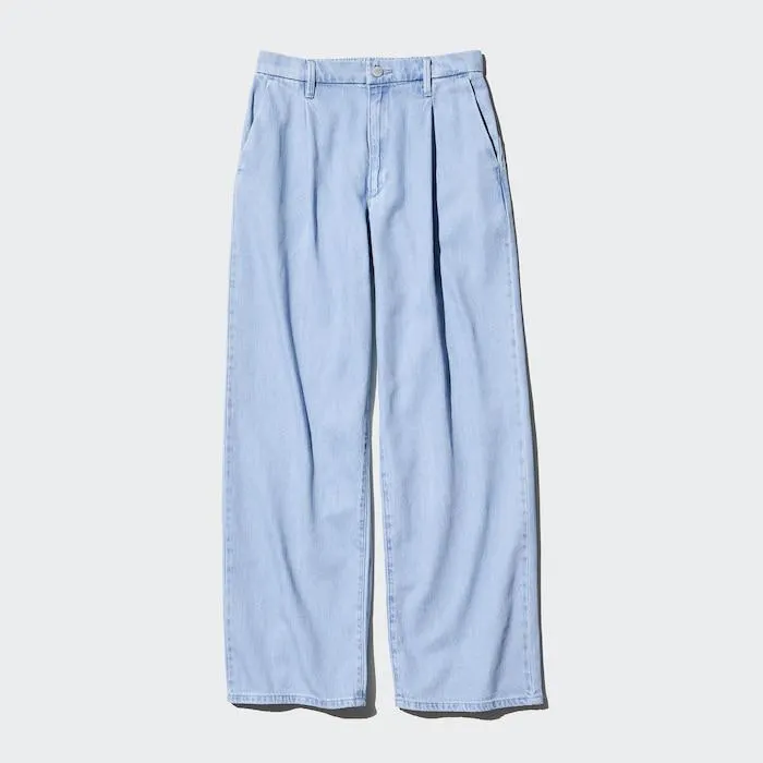 Drapey Denim Pleated Pants