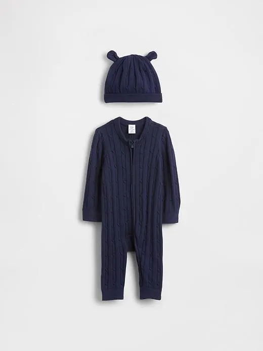 Baby Cable-Knit One-Piece Outfit Set