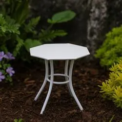 Miniature White Metal Octagon Table