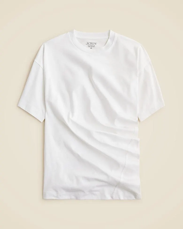Pima cotton asymmetrical ruched T-shirt