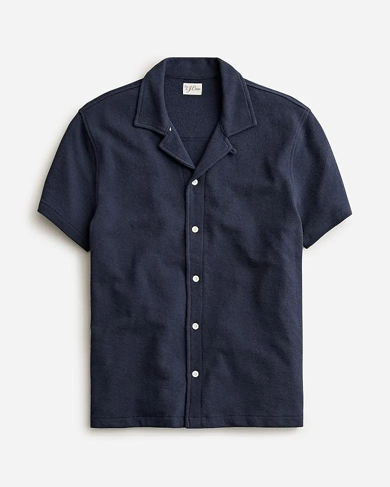 Textured camp-collar sweater-tee