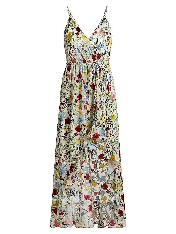 Tara Floral Asymmetric Wrap Midi-Dress