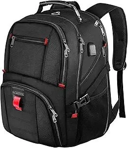 YOREPEK Large Backpack for Men, Extra Large Laptop Backpacks for Men Women, Water Resistant Travel Backpack Airline Approved Business Work Bag with USB Charging Port Fits 17 Inch Computer, Black