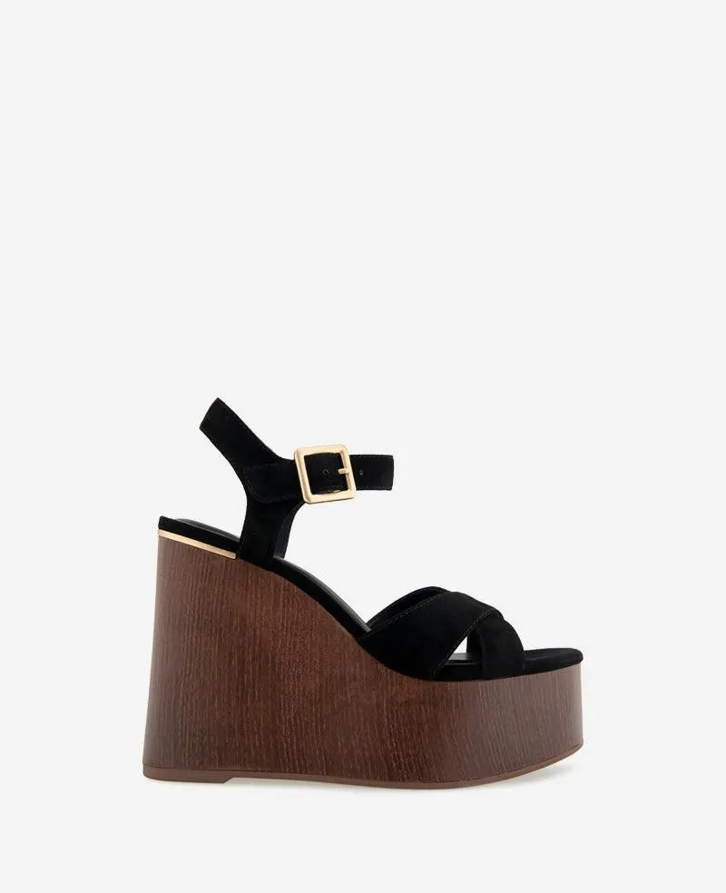 Taelyn Suede Platform Wedge Sandal - BLACK SUEDE