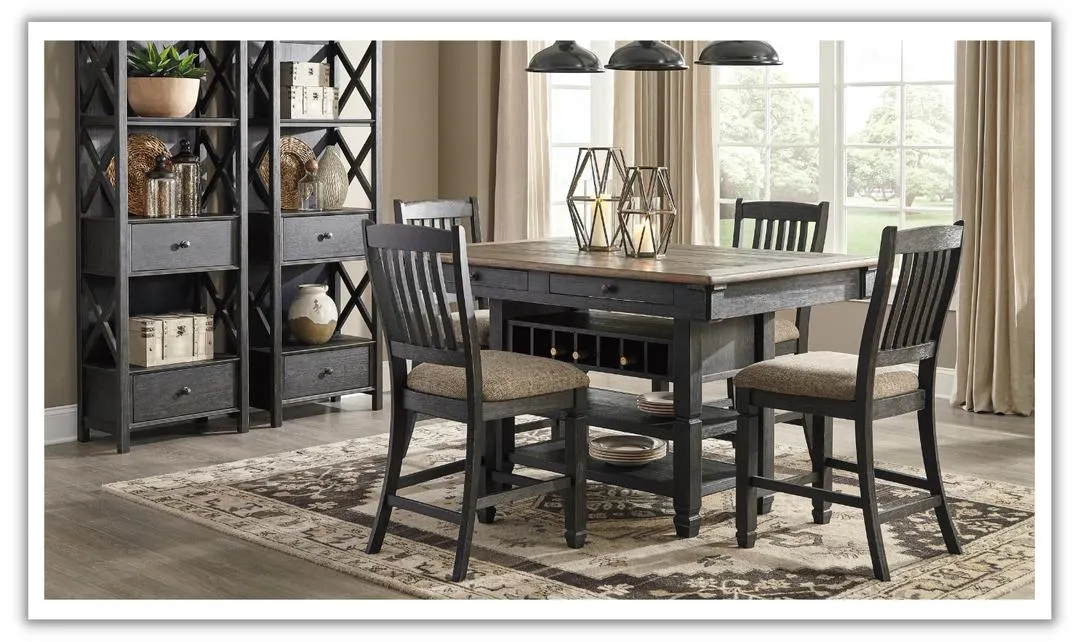Modern Heritage Bolanburg Counter Height 4-Seater Dining Set with 4 Drawers