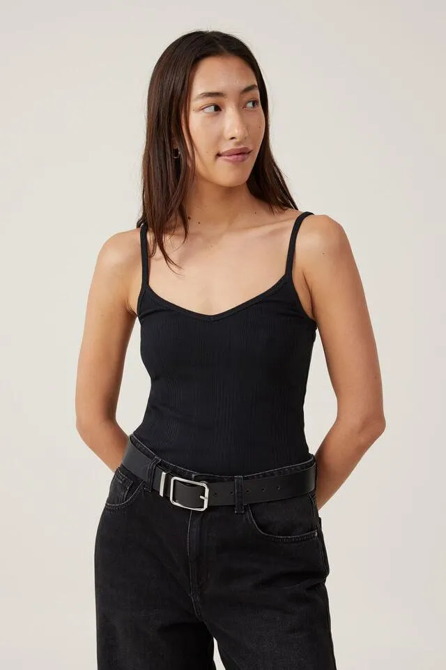 The One Organic Variegated Rib V Neck Cami