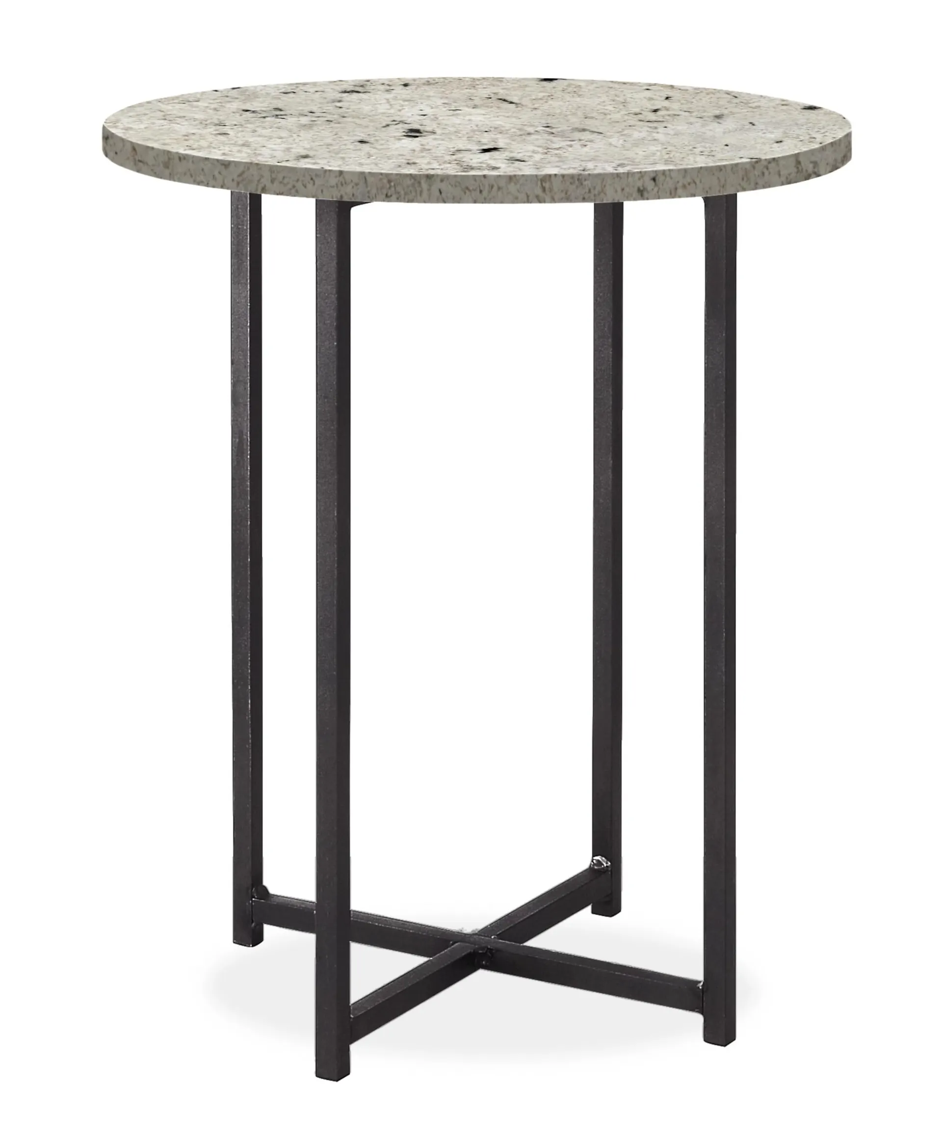 Classic 18 diam 22h Round End Table w/Natural Steel Legs & Mayfair White Top