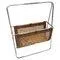Mid-Century Modern Italian Magazine Stand in Leather and Wicker, 1970s