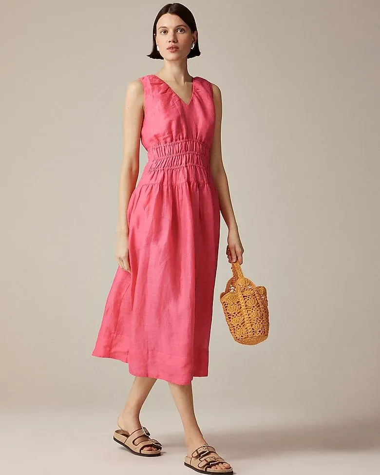 Hyacinth V-neck dress in ramie